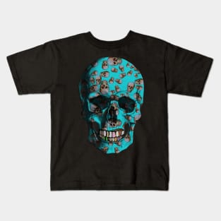 Happy Skull Random Pattern  (Blue) Kids T-Shirt